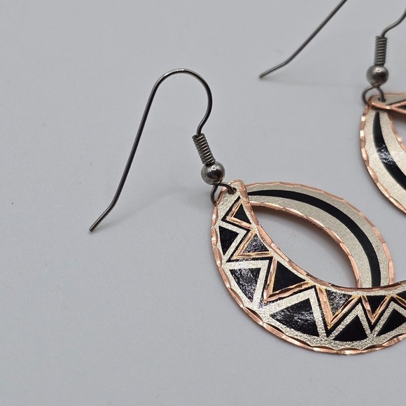 Crescent Moon Cooper Earrings Dangle Tribal Elegant Womens Fashion‎ Jewelry - Picture 4 of 8